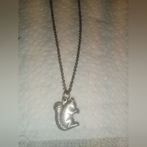 Silver Squirrel Pendant Necklace